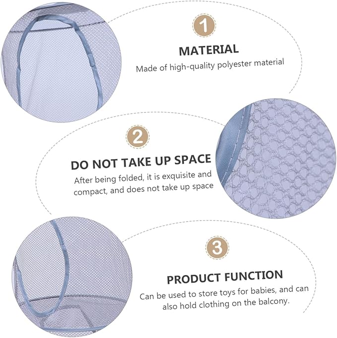 1pc Mesh Hanging Drying Basket Foldable Laundry Organizer for Toys and Clothes Space-Saving Ventilated Storage Gray for Home Use