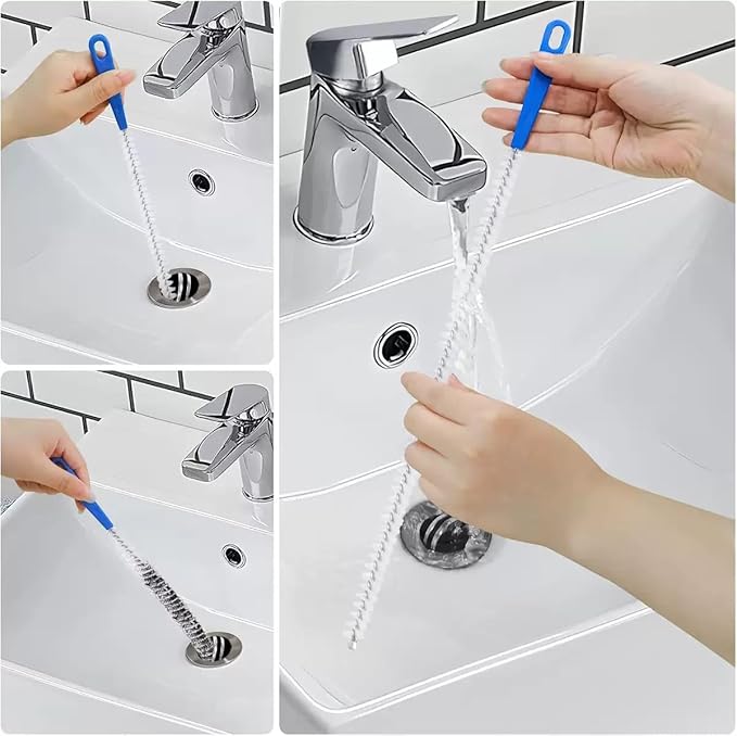 Drain Cleaning Brush, 79In Nylon Cleaner Double Ended Drain Brush Pipe Cleaning Set, Straw Cleaner Brush, Drain Snake, Tube Cleaning Brush for Bathroom Shower Kitchen Plug Hole (6 Pcs)