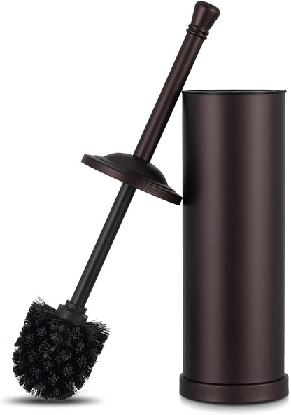 Bronze Toilet Brush and Holder Set,304 Stainless Steel Toilet Bowl Brush and Holder for Bathroom,Heavy Duty Toilet Brush,Durable Scrubbing Bristles,Splash Resistant,Long Handle