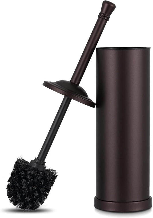 Bronze Toilet Brush and Holder Set,304 Stainless Steel Toilet Bowl Brush and Holder for Bathroom,Heavy Duty Toilet Brush,Durable Scrubbing Bristles,Splash Resistant,Long Handle