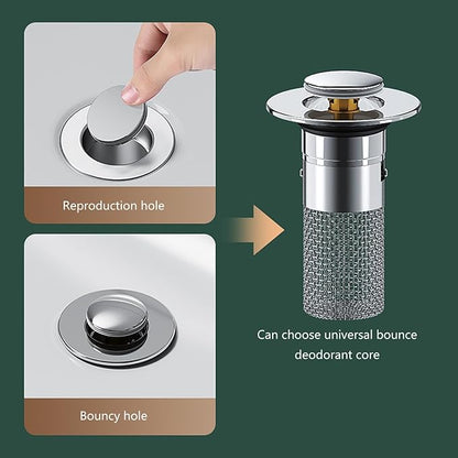 Drain Drain Plug Sink with Hair Strainer Popup Drain Strainer OUniversal Compatibility for Bathroom Sinks Shower Tray Drain Plug