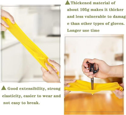 8 Pairs Reusable Household Cleaning Gloves, Rubber Kitchen Dishwashing Gloves,Extra Thickness, Long Sleeves, for Washing Dishes, Pet Care(Large, Yellow)