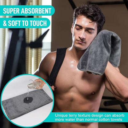 SINLAND Microfiber Gym Towels Super Absorbent Compact Travel Workout Towel Quick Dry Camping Sweat Towel for Sports Beach Swimming Backpacking Hiking and Yoga Men Women 16 Inch X 32 Inch