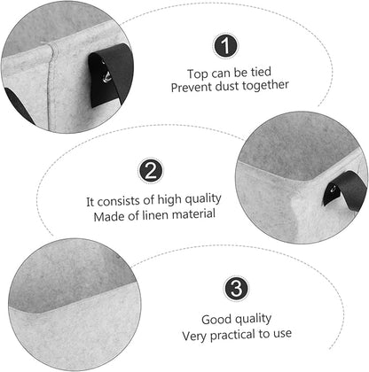 Healifty Reusable Grey Storage Basket with Handles Laundry Hamper for Clothes Magazines and Pet Supplies Washable and Practical Medium Sized Organizer for Home and Bedroom