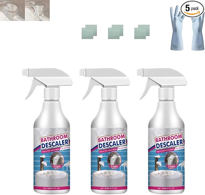 Heavy Duty Bathroom Scrubbing Solution, Bathroom Descaler Foam Cleaner Spray, Descaler Spray for Bathtub,Glass,Faucet,Toilet (3Pcs)