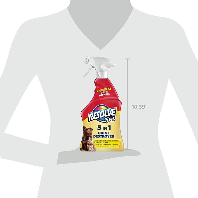 Resolve Pet Specialist Urine Destroyer Carpet Cleaner Spray – Urine Eliminator for Pet Stains & Odors Up to 7 Days Old, 22oz