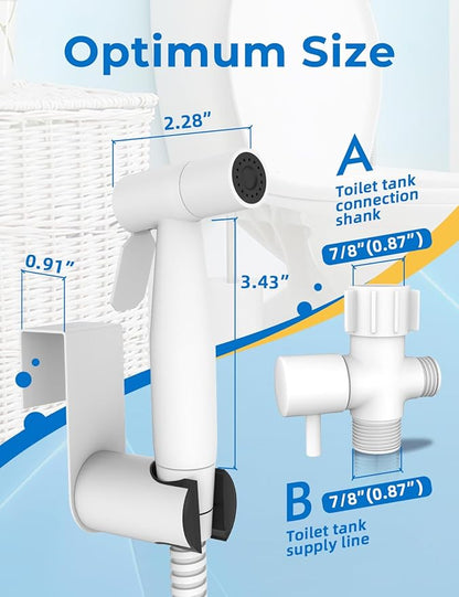Matte White Handheld Bidet Sprayer for Toilet, Jet Sprayer for Toilet Muslim Shower, Adjustable Cloth Diaper Sprayer Bidets Attachment for Toilet, Bidet Hose for Feminine Wash