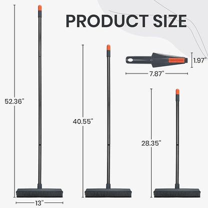 MAVRIZ Pet Hair Removal Broom on Carpet, Rubber Broom for Hardwood Floor - Fur Remover Broom with Squeegee