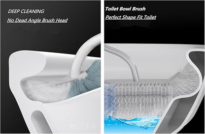 2Pcs Curved Toilet Bowl Brush Without Holder for Bathroom Deep Cleaning, Toilet Brush Durable Under The Rim Household Cleaning Brushes (Gray+White)