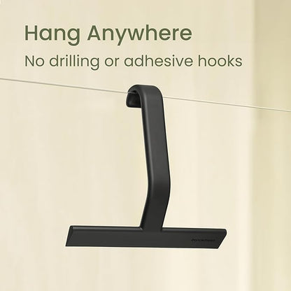 dancemoon JustHang Shower Squeegee for Glass Doors, All-in-One Award-Winning Silicone Squeegee with Built-in Hook for Bathroom, Window, Mirror, Tile Wall, Car, Streak-Free Cleaner Tool, 10-Inch Black
