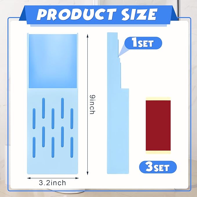 Weysat 2 Sets Toilet Tank Carrier with Adhesive Backing 3.2 x 9 Inch Toilet Tank Cleaner Bracket Can Holder Collect The Left After The Blue and Bleach Tablets Are Dissolved