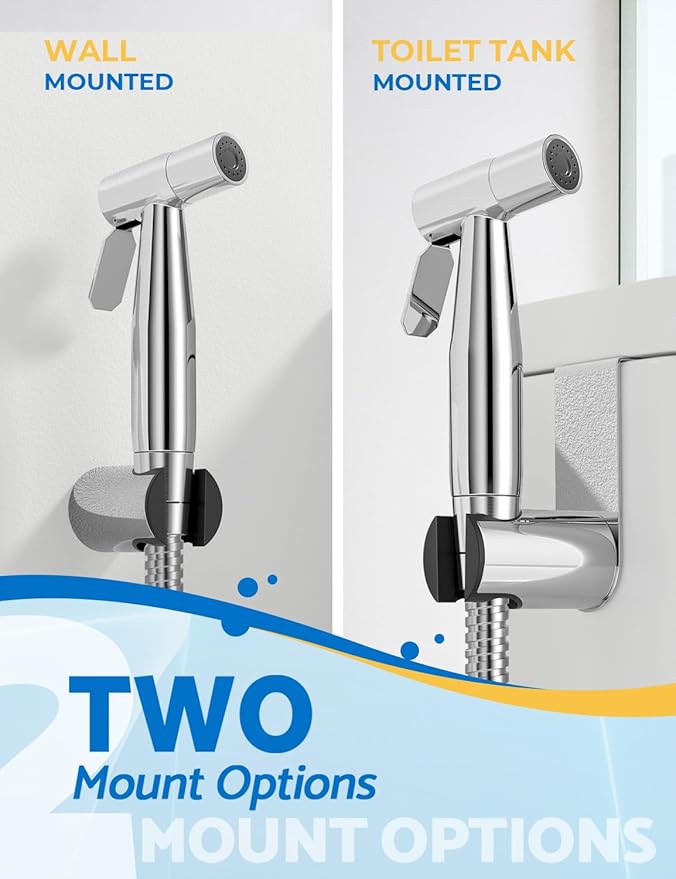 Chrome Handheld Bidet Sprayer, Jet Sprayer for Toilet Muslim Shower, Adjustable Bidets Attachment for Toilet, Bidet Hose for Feminine Wash