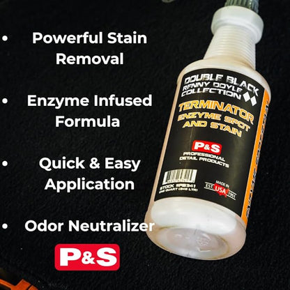 P&S Professional Detail Products - Terminator Enzyme Spot and Stain Remover - Perfect for Deodorizing, Removing Embedded Soils, Grease, Dirt, and Protein Based Stains; Fresh Scent (1 Pint)