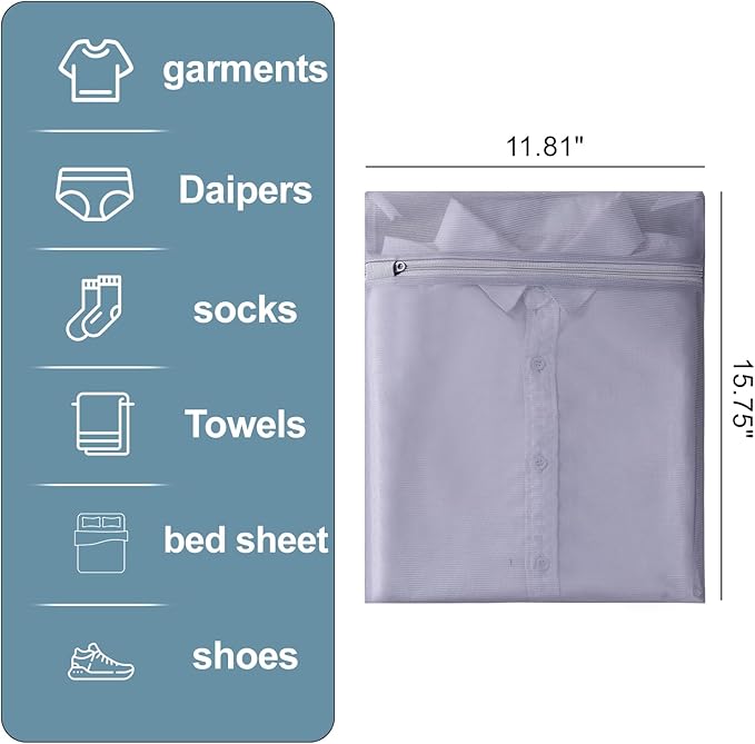 4 pack Mesh Laundry Bags,Mesh Wash Bags,Lingerie Bags for Washing Delicates,12 x 16 Inches lingerie bags for Laundry, Travel Storage Organize Bag for Cotton Clothes,Sheet, Shoes(GREY)