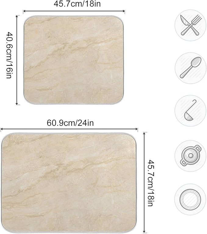 Natural Marble Texture Microfiber Dish Drying Mat Absorbent Dish Draining Mat Large Size 18 x 24 Dishes Drainer Mat for Countertop Dish Drying Pads
