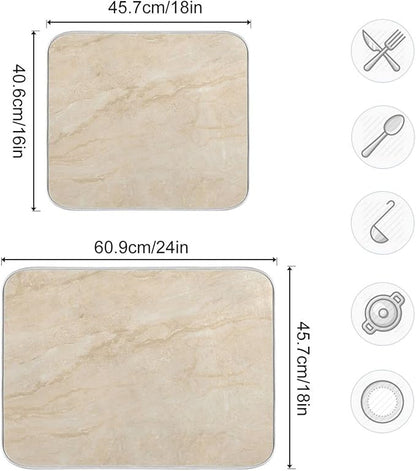 Natural Marble Texture Microfiber Dish Drying Mat Absorbent Dish Draining Mat Large Size 18 x 24 Dishes Drainer Mat for Countertop Dish Drying Pads