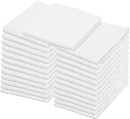 Flour Sack Tea Towel for Crafts| Kitchen Dish Cotton Blank Towel for Embroidery| Baking Bread Proofing Linen Cover| Thick Absorbent Quick Dry | 24 Pack 15"x25" White