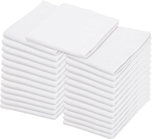 Flour Sack Tea Towel for Crafts| Kitchen Dish Cotton Blank Towel for Embroidery| Baking Bread Proofing Linen Cover| Thick Absorbent Quick Dry | 24 Pack 15"x25" White