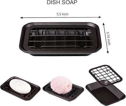 SheeChung Kitchen and Bathroom Soap Dish Tray - Metal Soap Dish Tray with Drainage Grid and Holder for Kitchen Sink Countertops to Store Soap, Sponges, Scrubbers - Rust Resistant (1 Pack, Bronze)