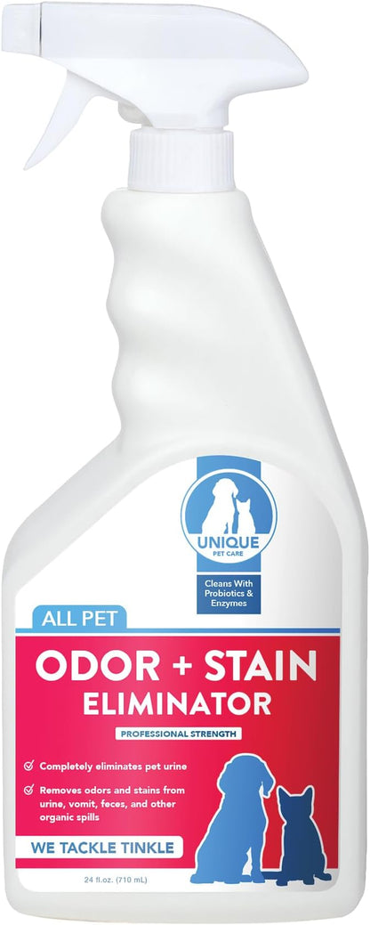 Unique Pet Odor and Stain Eliminator - 24 oz. Ready-to-Use Liquid Spray - Bio-Enzymatic Formula Eliminates Old and New Pet Odor and Pet Stains