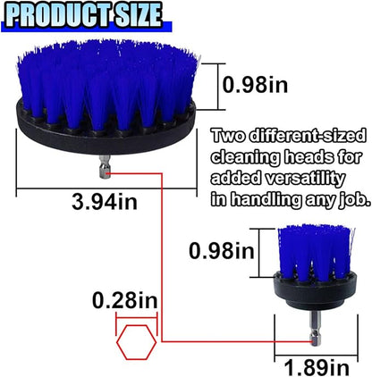 ZIMISI 2PCS Car Detailing Drill Brush Set, 2" & 4" Power Carpet Scrubber, Nylon Bristle Wheel Cleaner Brush with Drill Attachment, Car Wash Cleaning Kit for Floor Mats, Bathroom (Blue)