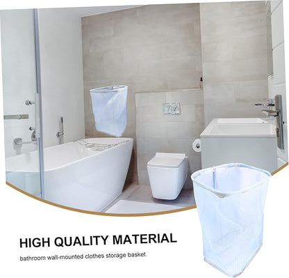 Laundry Basket Wall-mounted Folding Nylon Iron Easy Clean Storage for Bathroom Clothes Organizer