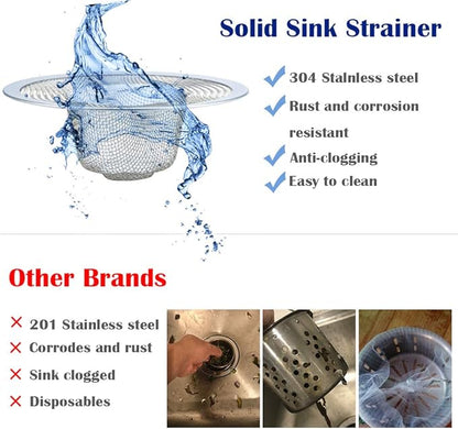 2 Pcs Heavy Duty Stainless Steel Slop Basket Filter Trap, 4.41" Top / 2.44" Mesh Metal Sink Strainer, Perfect for Kitchen Sink/Bathroom Bathtub RV Wash Basin Floor Drain Balcony Drain Hole