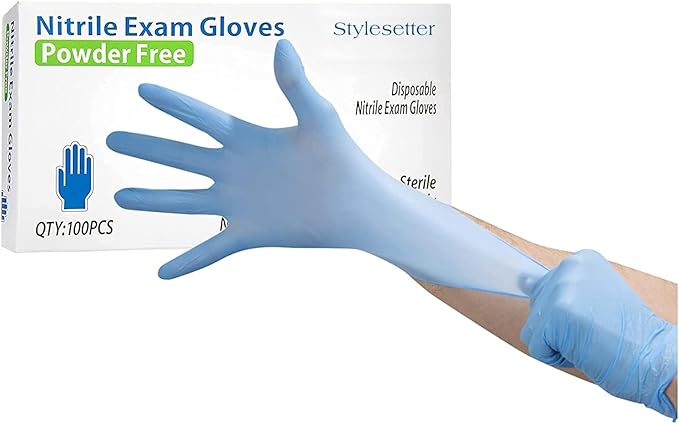 Style Setter Powder-Free Nitrile Disposable Exam Gloves