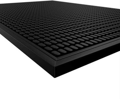 Highball & Chaser Premium Bar Mat 18in x 12in 1cm Thick Durable and Stylish Service Bar Mat for Spills, Coffee, Bars, Restaurants and Countertop Dish Drying Mat, Glass Drying Mat (Black/Black Border)