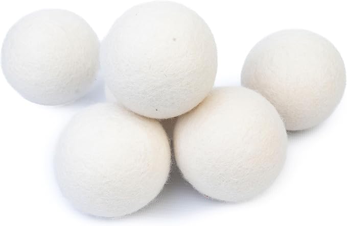 Wool Dryer Balls (Pack of 6) - Natural Fabric Softener, Reusable, Reduces Wrinkles, Saves Drying Time - Superior to Plastic Balls and Liquid Softener-Laundry Dryer Ball