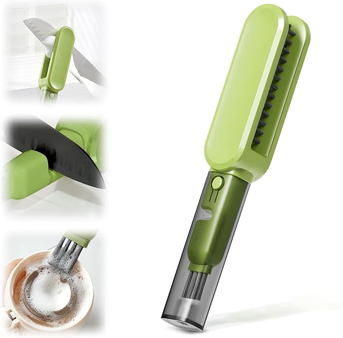 4-in-1 Blade Cleaning Brush with Knife Sharpener, Multi-Functional Dishwashing Brush, U-Shaped Pot Washing Brush, Kitchen Utensil Cleaner, Double-Sided Brush for Dishes(Knive Cleaning Tool)