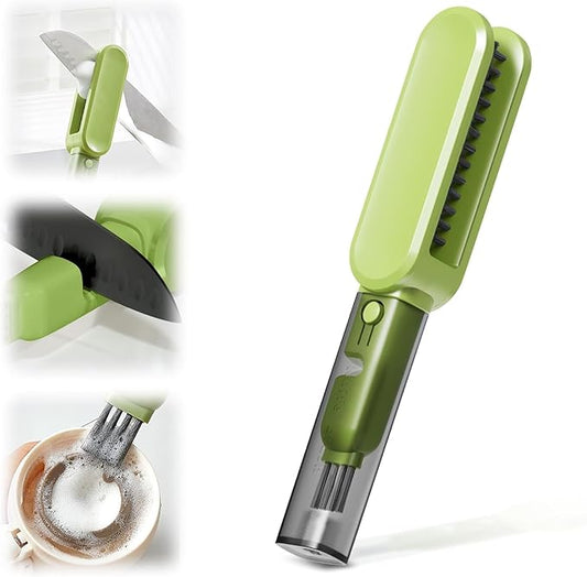 4-in-1 Blade Cleaning Brush with Knife Sharpener, Multi-Functional Dishwashing Brush, U-Shaped Pot Washing Brush, Kitchen Utensil Cleaner, Double-Sided Brush for Dishes(Knive Cleaning Tool)
