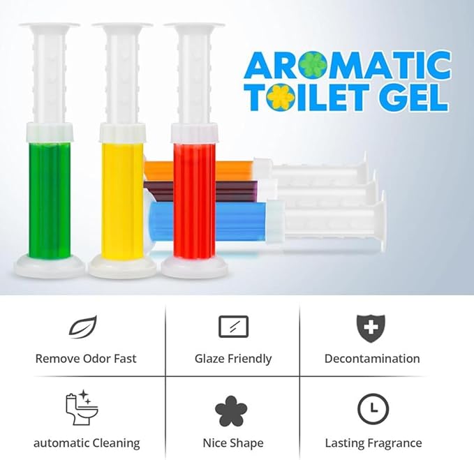 Toilet Gel Stamp, 42 Flower Scent Stamps with Dispenser, 3 in 1 Value Pack, 3 Months Supply, Removes Odor and Decontaminates, Random Colors