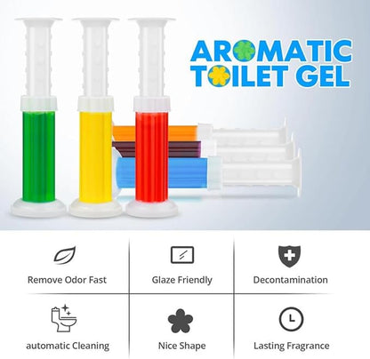 Toilet Gel Stamp, 42 Flower Scent Stamps with Dispenser, 3 in 1 Value Pack, 3 Months Supply, Removes Odor and Decontaminates, Random Colors