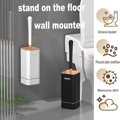 Silicone Toilet Brush, Toilet Brush and Holder, Toilet Cleaning Brush, Wall Mounted Toilet Brush for Bathroom Elegant, Durable (Black)