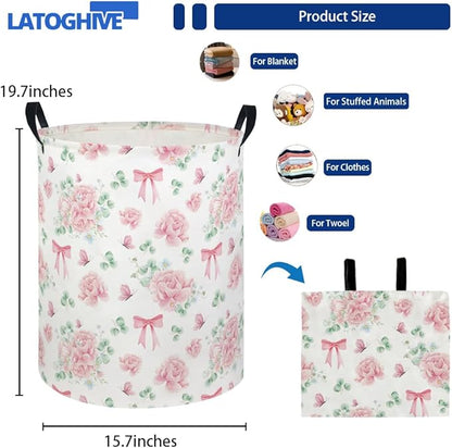 Baby Laundry Hamper kids laundry Basket Waterproof Laundry Bag for Bedroom Toy Clothes Organizer Room Décor(Bowknot Flower)