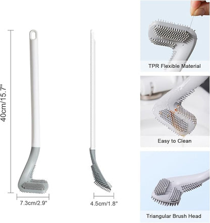 Golf Toilets Brushes, Toilet Cleaning Brush, Flexible Bendable Silicone Long Handled Toilet Brushes, 360°Deep Toilets Bowl Cleaning Brush,Quick Drying Scrubber for Bathroom with Hook (White)