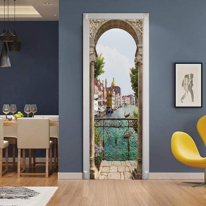 3D Door Stickers Murals - Peel & Stick Landscape Wallpaper Decals Removable PVC Waterproof Poster Bedroom Living Room Decoration 34.6" x 78.7"