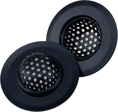 Antrader Kitchen Sink Strainer ,2.17" Top / 1.18" Basket,Stainless Steel Sink Drain Strainer,Black,2 Pack