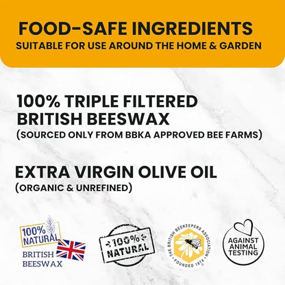 Rhoose Point Remedies Beeswax Polish for Stone & Concrete 7.0 Fl Oz – Cleans, Seals & Protects Natural & Man-Made Surfaces inc. Marble, Quartz, Granite, Slate, Ceramic.