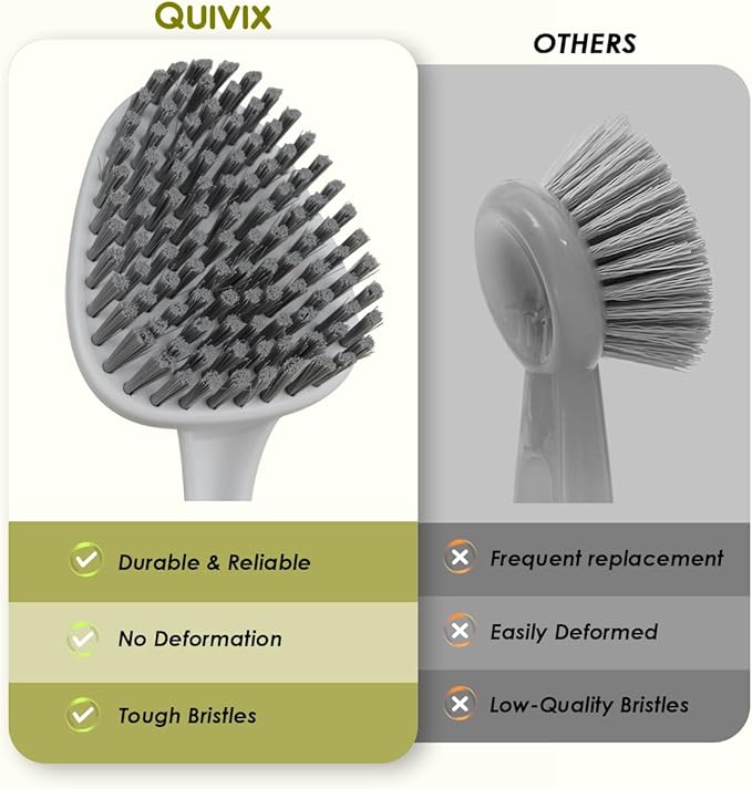 3 Pack Scrub Brush with Long Handle, Stiff Bristles Grout Cleaner Brush, Shower Brushes for Cleaning Bathtub, Bathroom, Shower, Tile, Carpet, Kitchen, Sink (Green)