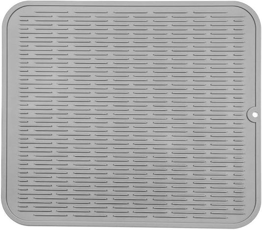 MicoYang Silicone Dish Drying Mat for Multiple Usage,Easy clean,Eco-friendly,Heat-resistant Silicone Mat for Kitchen Counter or Sink,Refrigerator or Drawer Liner Grey XL 18 inches x 16 inches