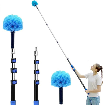 20 Foot Cobweb Duster with Extension Pole 2 PCS, Webster Cobweb Duster for High Ceilings/Corners, Spider Web Brush with Pole for Outdoor & Indoor Web Cleaning, Outdoor Cobweb Brush Kit by MAYKI