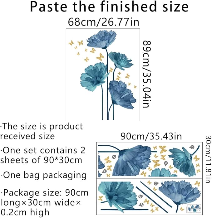 3D Wall Stickers DIY Flower Wall Decal Removable Waterproof Wall Art Decor for Bedroom Living Room Offices Home Decoration