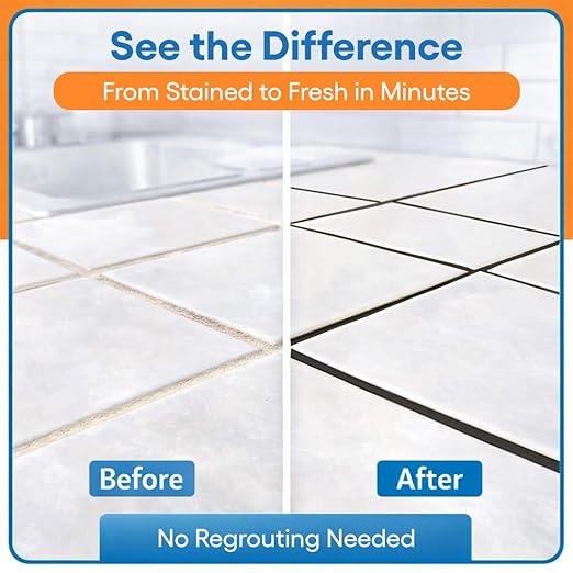 Dark Gray Grout Paint Pen Tile Grout Colorant & Sealer Marker, Quick-Dry, Ideal for Bathroom, Shower, Kitchen Tiles Restores Grout Lines, 3 Adjustable Tips (2-3 mm) 2 Pack