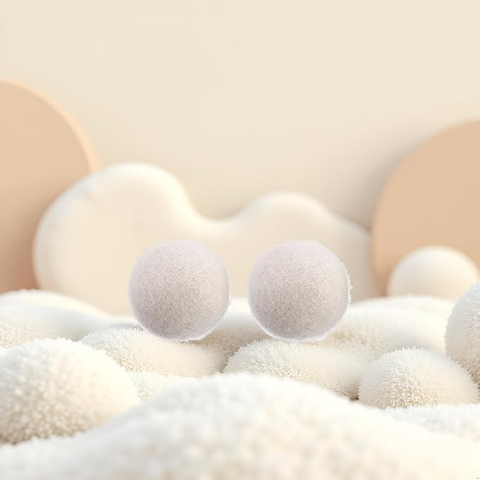 2 pcs White no Pattern Reusable Wool Dryer Balls Fabric Softener Ball Wool Laundry Ball Reducing Clothing Wrinkles,Saving Drying Time and Fabric Fluffier Dryer Balls Laundry