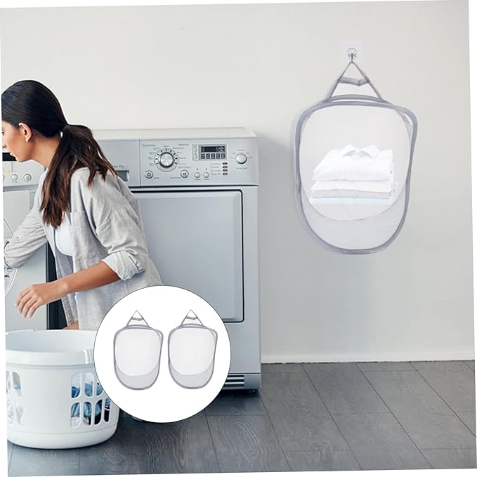PRETYZOOM 2pcs Wall Hanging Laundry Organizer Basket Breathable Sundries Storage Baskets for Dirty Clothes Neat Home Decor Space-saving Design
