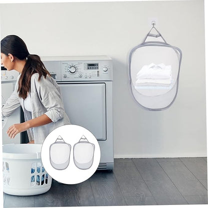 PRETYZOOM 2pcs Wall Hanging Laundry Organizer Basket Breathable Sundries Storage Baskets for Dirty Clothes Neat Home Decor Space-saving Design