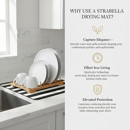 Dish Drying Mat Super Absorbent – 16" x 18" Coffee Mat for Countertops – Non-Slip Drying Mat for Kitchen Counter – Easy to Clean Water Absorbent Mat – Large Dish Drying Mats (Zebra)