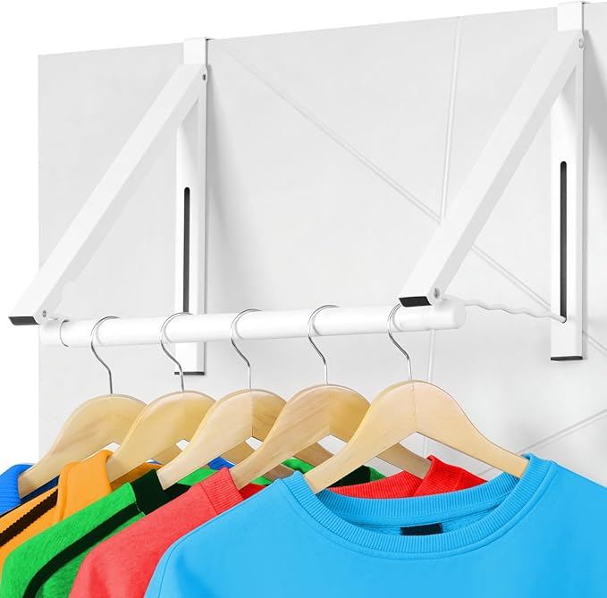 Foldable Over The Door Hanger - Space-Saving Drying Rack for Coats & Clothing, Small Clothes Organizer, White